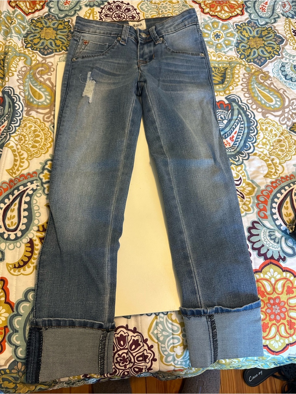 Hudson Girls Skinny Cuffed Cropped Jean Sz 10